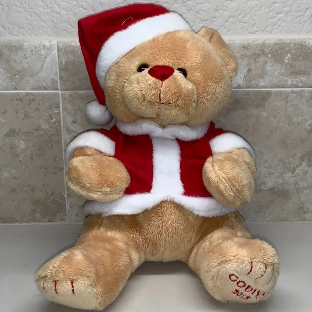 Godiva Santa Bear Plush Toy 2013 Limited Edition Red White Holiday Stocking Hat